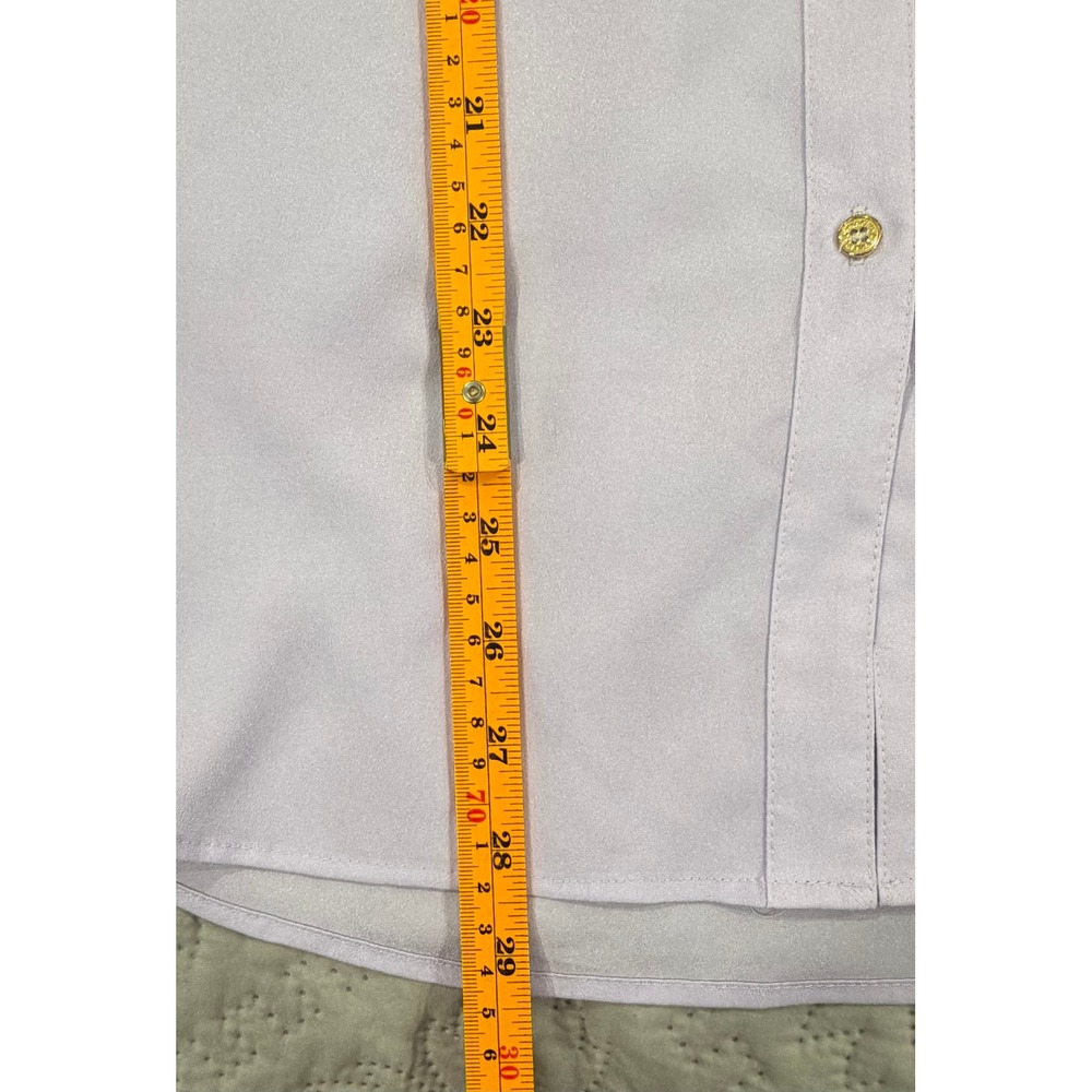 Calvin Klein XL Lavender Utility Blouse Gold Zip Pockets Roll Tab - Picture 6 of 9